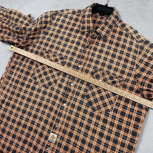 Bocomal Flame Resistant Shirt Mens 2XL Orange Plaid FR Work Pearl Snap Western - Picture 6 of 11